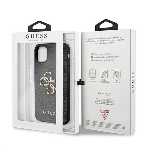 Apple iPhone 13 mini Guess PU 4G Metal Logo pouzdro (Šedá) - GUHCP13S4GMGGR