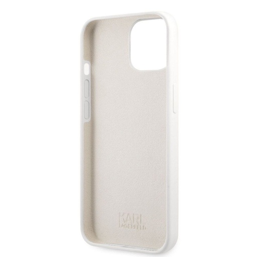 Apple iPhone 13 Pro Karl Lagerfeld & Choupette tekutý silikonové pouzdro (Bílá) – KLHCP13LSSKCW