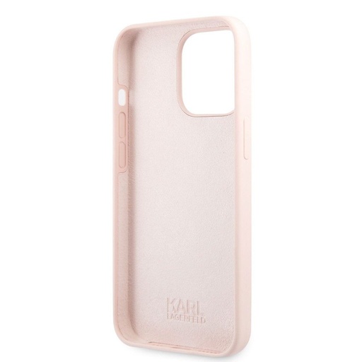 Apple iPhone 13 Karl Lagerfeld Liquid Silicone Karl Head pouzdro (Světlý růžová) – KLHCP13MSLKHLP