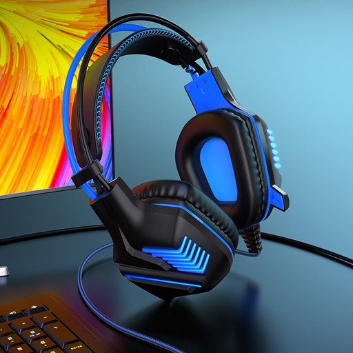 Borofone BO101 gamer sluchátka,s mikrofonem, USB-A+USB-A+ 3.5mm s konektorem, led se světlem, modrá