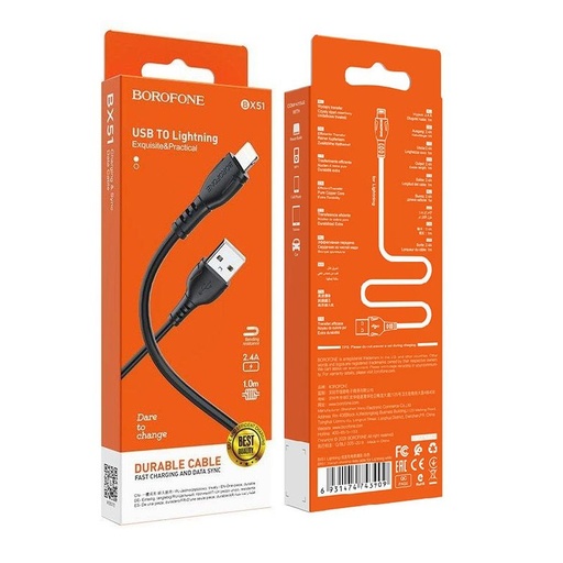 Borofone BX51 lightning kabel, černá