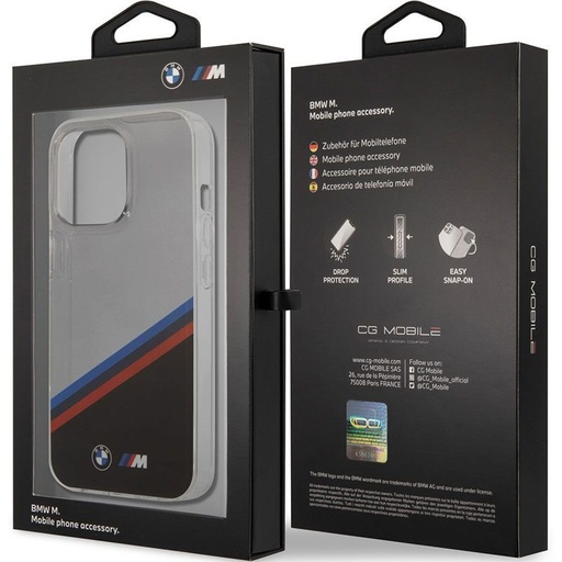 Apple iPhone 13 Pro BMW M PC/TPU pouzdro – Tricolor Stripe (Průhledný) - BMHCP13LMHLPK