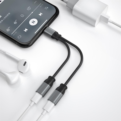 XO NBR160A Lightning audio adapter (Černá) – dvojitý Lightning konektor s mikrofonem