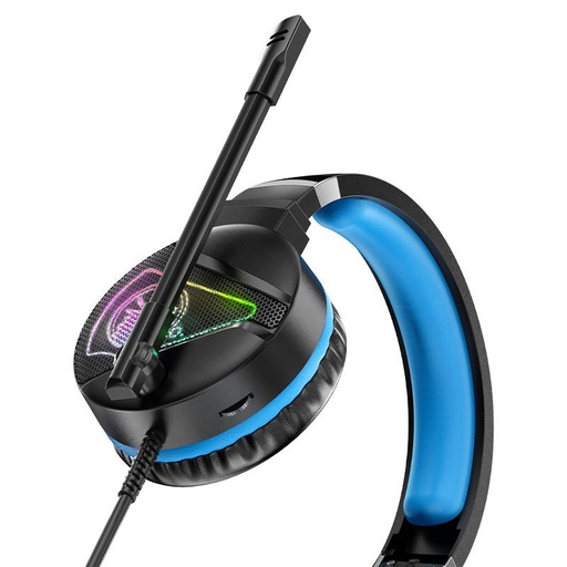 Hoco W104 drátový sluchátka, s mikrofonem, 3,5mm-es a egy USB s konektorem, 2m-es s kabelem, modrá