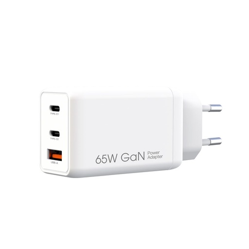 XO CE03 65W GaN rychlonabíječka (Bílá) – USB-C PD 65W + USB-A QC 30W