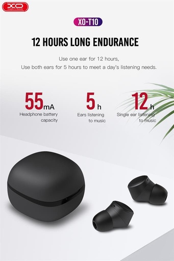 XO T10 dvojitý Bluetooth sluchátka (Černá)