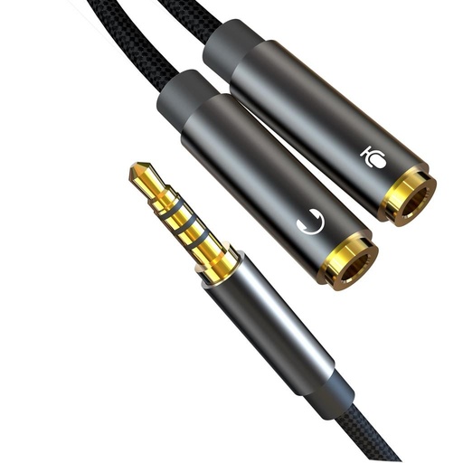 XO NB-R197 2 az 1-ben 3,5 mm-es jack adapter – mikrofon + hangkimenet (Černá)