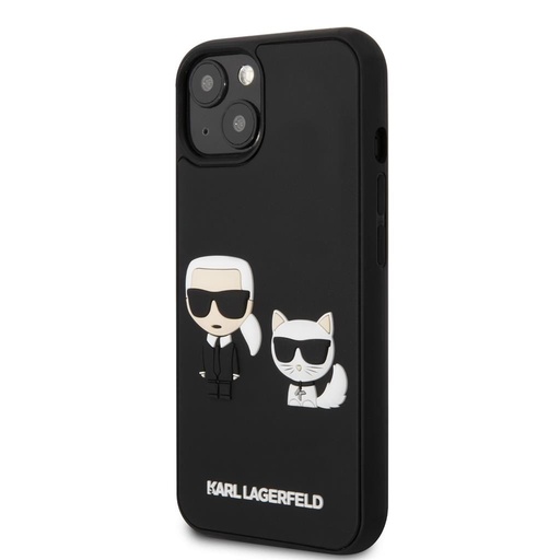 Apple iPhone 13 mini Karl Lagerfeld & Choupette 3D pouzdro (Černá) – KLHCP13S3DRKCK