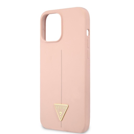 Apple iPhone 12/12 Pro Guess Silicone Line Triangle pouzdro (Růžová) - GUHCP12MSLTGP