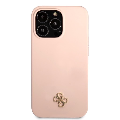 Apple iPhone 13 Pro Guess 4G Silicone Metal Logo pouzdro (Růžová) - GUHCP13LS4LP