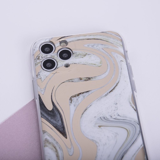 Apple iPhone 13 Pro wave mramor vzorovaný silikonový zadní kryt (Bílo-zlatá)