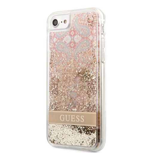 Apple iPhone 7/8/SE 2020/2022 Guess Liquid Glitter Paisley pouzdro (Zlatá) - GUHCI8LFLSD