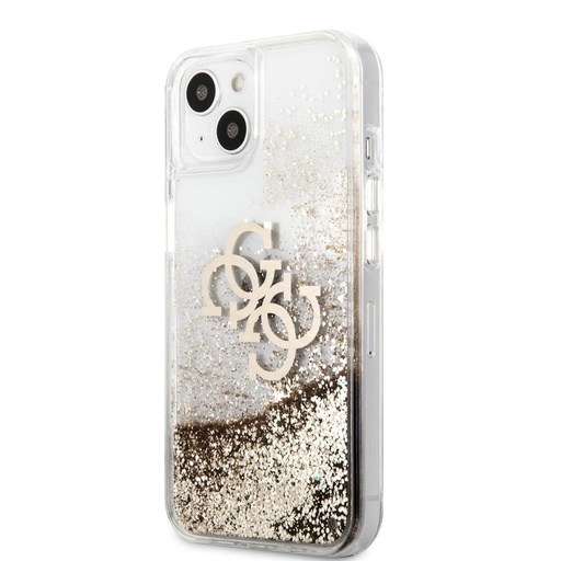Apple iPhone 13 mini Guess TPU Big 4G Liquid Glitter pouzdro (Zlatá) – GUHCP13SLG4GGO