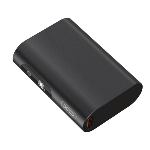 XO PR155 power bank 10000 mAh (Černá) – s kovovým pouzdrem, digitální displej, PD 20W + QC 22.5W, citlivý na dotek, mini provedení