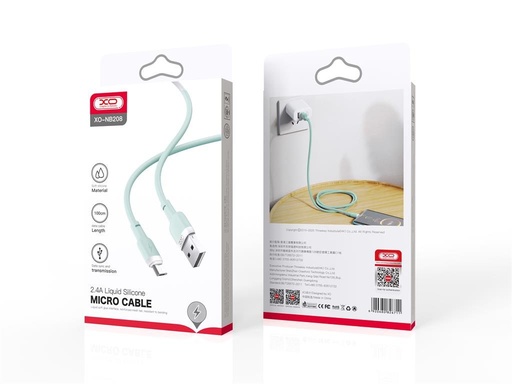 XO NB208 micro USB datový kabel (Zelená) – měkký silikonový potah