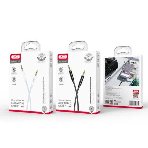 XO NB-R211C 3.5 mm–3.5 mm audio kabel (Černá)