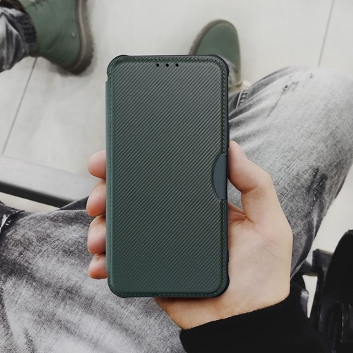 Apple iPhone 13 Pro Razor magnetický odolný proti nárazu knížkové pouzdro (Tmavě zelená)