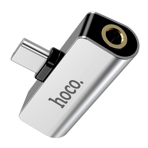 Hoco LS26 type-c rozbočovač (type-c nabíječka port+3,5mm jack aljzat), stříbrná