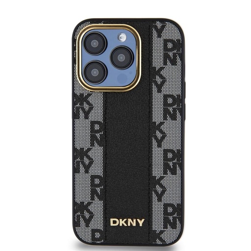 Apple iPhone 15 Pro DKNY PU Leather Checkered Pattern Magsafe zadní kryt (Černá - DKHMP15LPCPVSLK)
