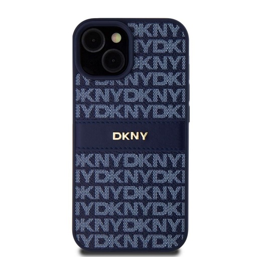 Apple iPhone 15 DKNY PU Leather Repeat Pattern Tonal Stripe zadní kryt (Modrá - DKHCP15SPRTHSLB)