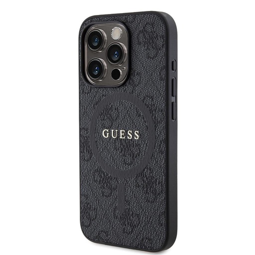 Apple iPhone 15 Pro Guess PU Leather 4G Colored Ring MagSafe pouzdro (Černá) - GUHMP15LG4GFRK