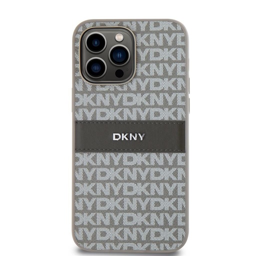 Apple iPhone 15 Pro Max DKNY PU Leather Repeat Pattern Tonal Stripe zadní kryt (Béžová - DKHCP15XPRTHSLE)