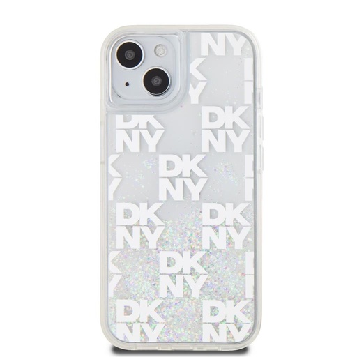 Apple iPhone 15 DKNY Liquid Glitter Checkered Pattern zadní kryt (Průhledný - DKHCP15SLCPEPT)