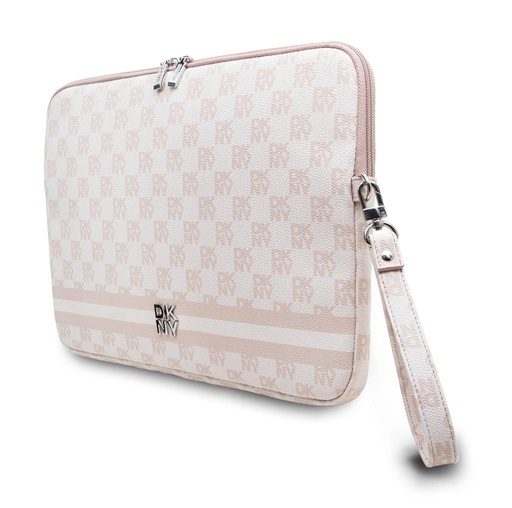 DKNY PU Leather Checkered Pattern and Stripe Laptop pouzdro 13" - 14" (Růžová - DKCS14PVSHLP)