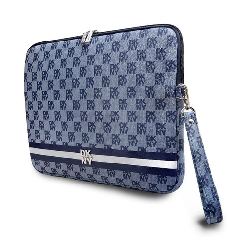DKNY PU Leather Checkered Pattern and Stripe Laptop pouzdro 13" - 14" (Modrá) - DKCS14PVSHLB)