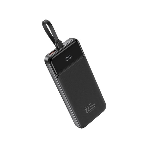XO PR274 power bank 10000 mAh (Černá) – digitální displej, PD 20W + QC 22.5W, 3 vestavěný kabel (2× USB-C, 1× Lightning)