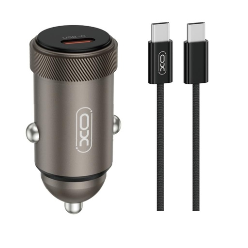 XO CC70 autní nabíječka PD 30W 1×USB-C + USB-C – USB-C kabel (Černá)