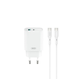 XO CE30 nástěnný nabíječka 30W 1x USB-A + 1x USB-C (Bílá)