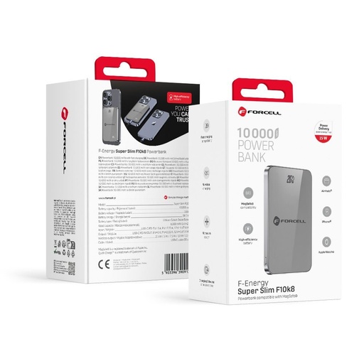 Forcell F-Energy SuperSlim F10K8 MagSafe power bank 15W 10000 mAh (Šedá)