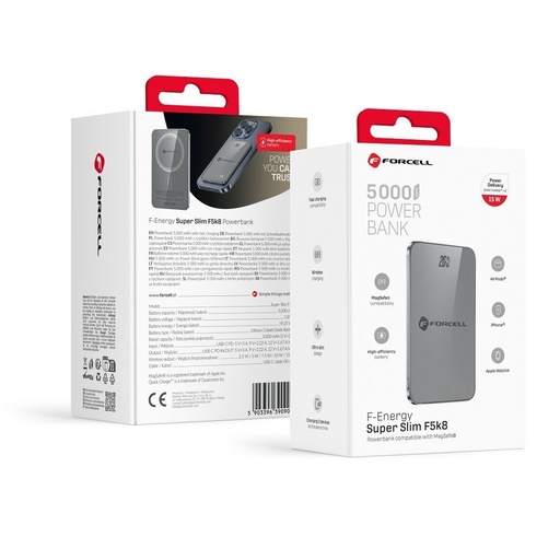 Forcell F-Energy SuperSlim F5K8 MagSafe power bank 15W 5000 mAh (Černá)
