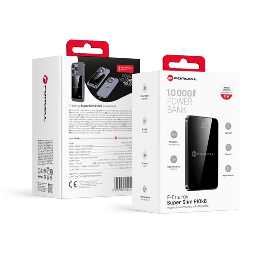 Forcell F-Energy SuperSlim F10K8 MagSafe power bank 15W 10000 mAh (Černá)