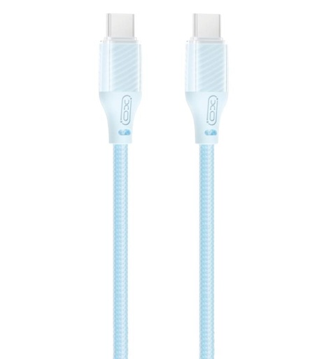 XO NB-Q291B Type-C-Type-C datový kabel (Modrá) - 60W, tkaný povlak, průhledný pouzdro