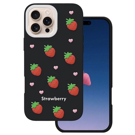 Apple iPhone 16 Pro Strawberry zadní kryt (Černá)