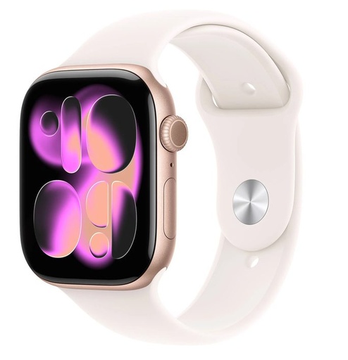 Apple Watch 11 42mm Aluminium Rose Zlatá with Light Blush Sport Band M/L MEU44