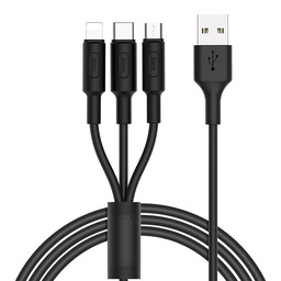 Hoco X25 3in1 kabel (microUSB + type-C + lightning), 2A, 1m, černá