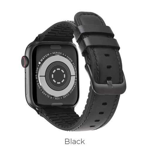 Hoco Apple Watch Series1/2/3/4/5(38/40mm) WB18 Fenix kožený řemínek, Černá