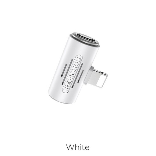 Borofone BV6 lightning rozbočovač (lightning audio+lightning nabíječka port), bílá