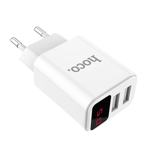 Hoco C63A síťový nabíječka (2 USB port), 5V 2,1A, LED indikátor stavu, bílá