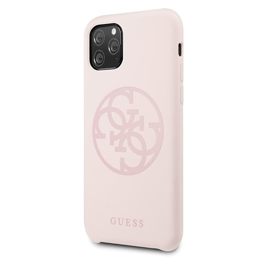 Apple iPhone 11 Pro Guess Silicone 4G Tone On Tone pouzdro (Světlý růžová) - GUHCN58LS4GLP