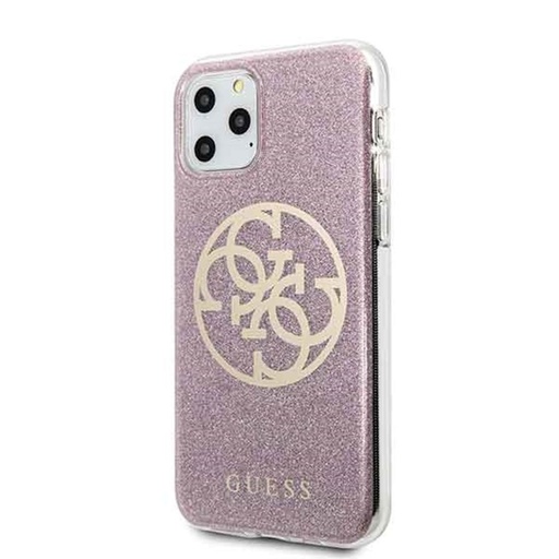 Apple iPhone 11 Pro Guess Glitter 4G Logo pouzdro (Růžová) - GUHCN58PCUGLPI