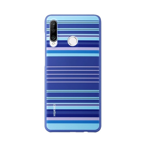 Huawei P30 Lite decorative TPU floral tovární zadní kryt, modře pruhovaný