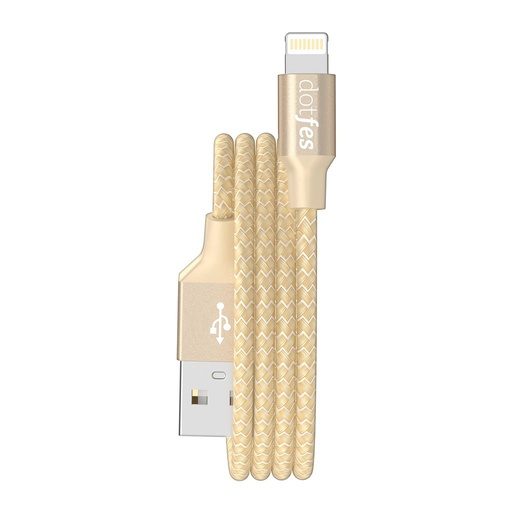 Dotfes A06 látka lightning kabel, zlatá