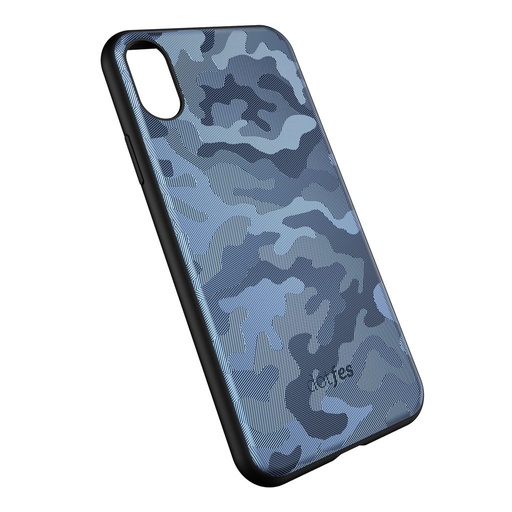 Apple iPhone X/ XS Dotfes camouflage style prémiový zadní kryt, (Modrá)