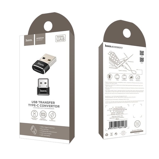 Hoco UA6 adaptér (USB, type-C), černá
