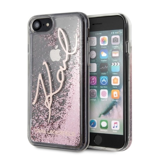 Apple iPhone 7 / iPhone 8 / iPhone SE 2020 / iPhone SE 2022 Karl Lagerfeld signature prémiový zadní kryt (Pink-Arany - KLHCI8TRKS
