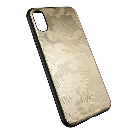 Apple iPhone X/ XS Dotfes camouflage style prémiový zadní kryt, (Zlatá)